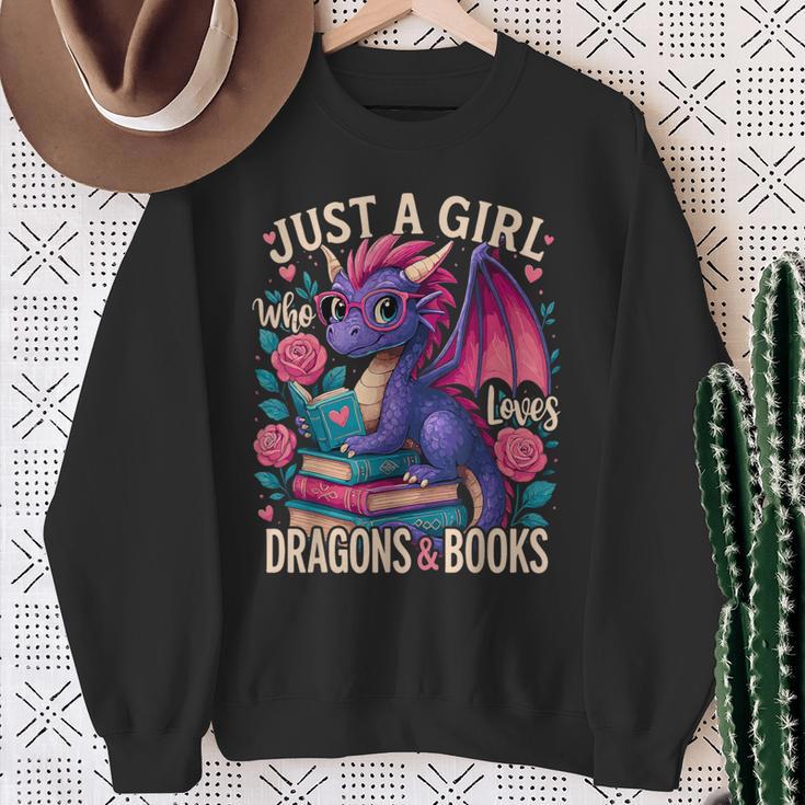 Just a Girl Who Loves Dragons And Books Dragon Sweatshirt Gifts for Old Women Just a Girl Who Loves Dragons And Books Dragon Sweatshirt Gifts for Old Women