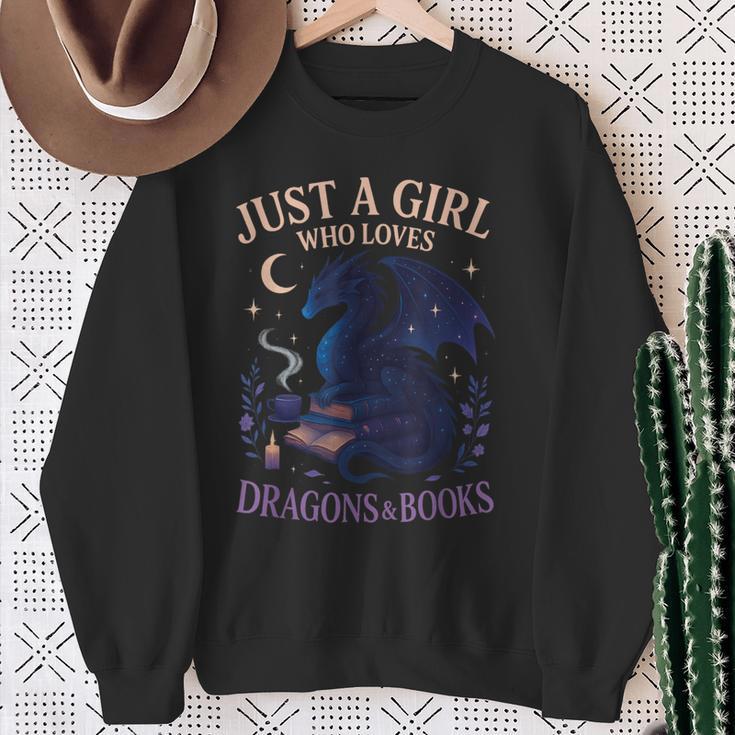 Just a Girl Who Loves Dragons And Books Fantasy Sweatshirt Gifts for Old Women