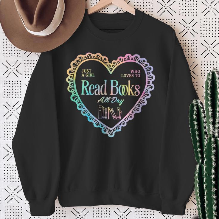 Just A Girl Who Loves To Read Books All Day Sweatshirt Gifts for Old Women