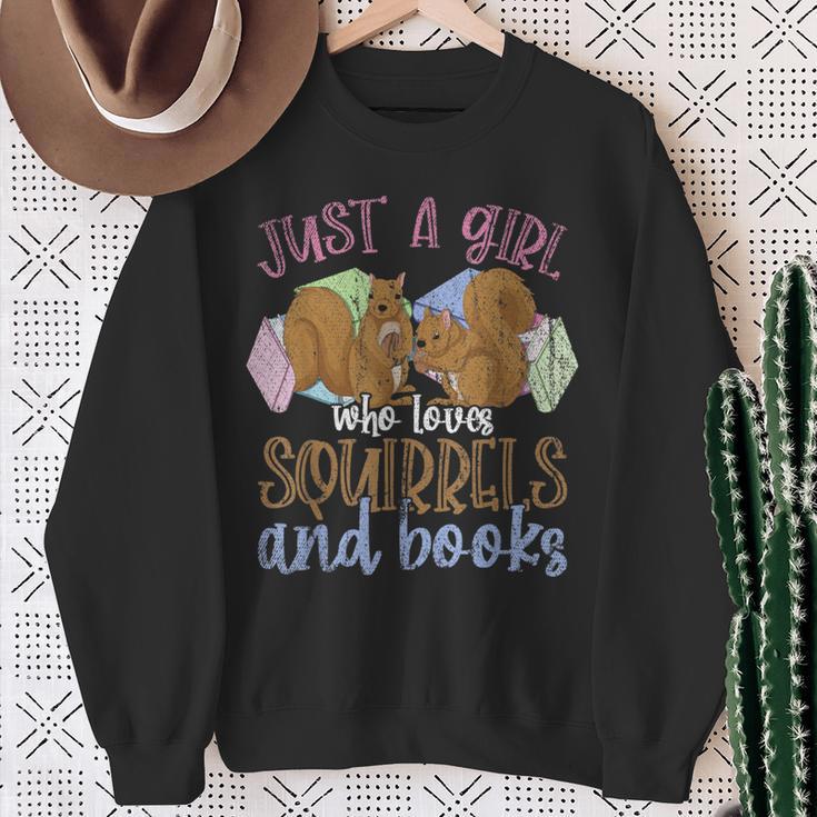 Just A Girl Who Loves Squirrels And Books Reading Squirrel Sweatshirt Gifts for Old Women