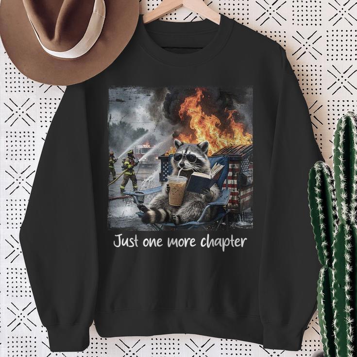 Just One More Chapter Dumpster Raccoon Reading Book Sweatshirt Gifts for Old Women