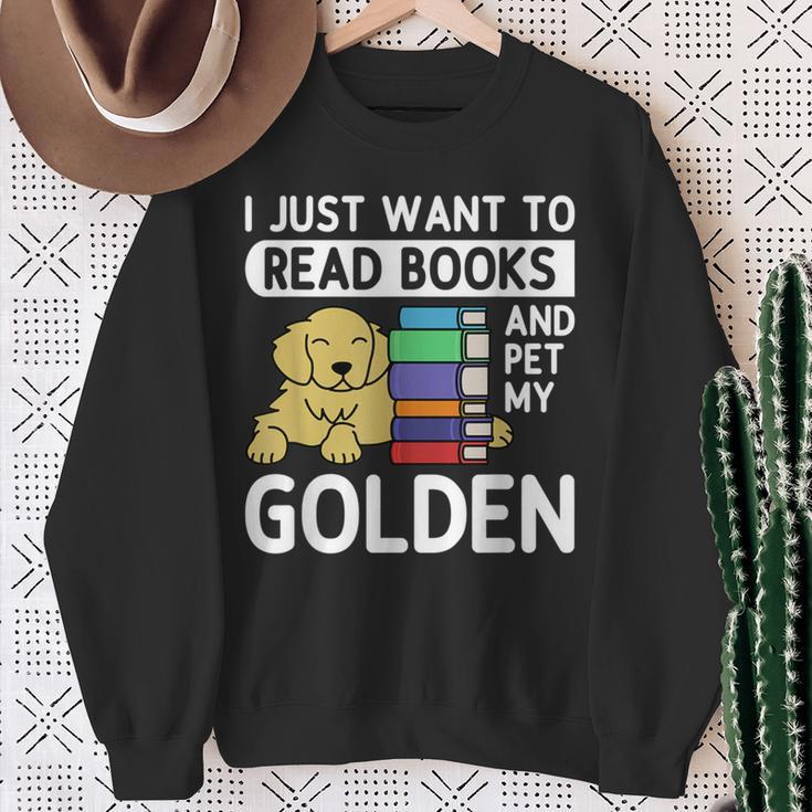 I Just Want To Read Books Golden Retriever Dog Men Women Kids Sweatshirt Gifts for Old Women