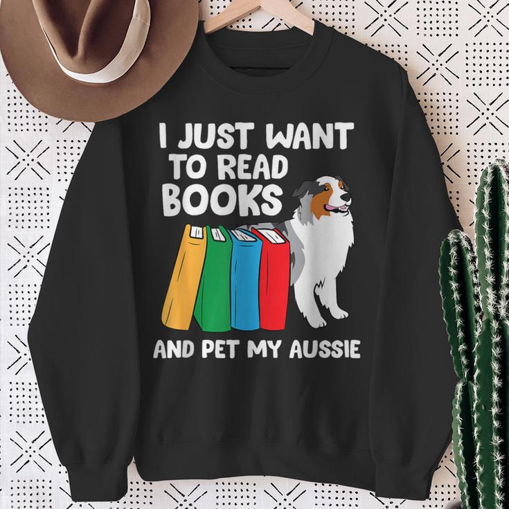 I Just Want To Read Books And Pet My Aussie Sweatshirt Gifts for Old Women I Just Want To Read Books And Pet My Aussie Sweatshirt Gifts for Old Women