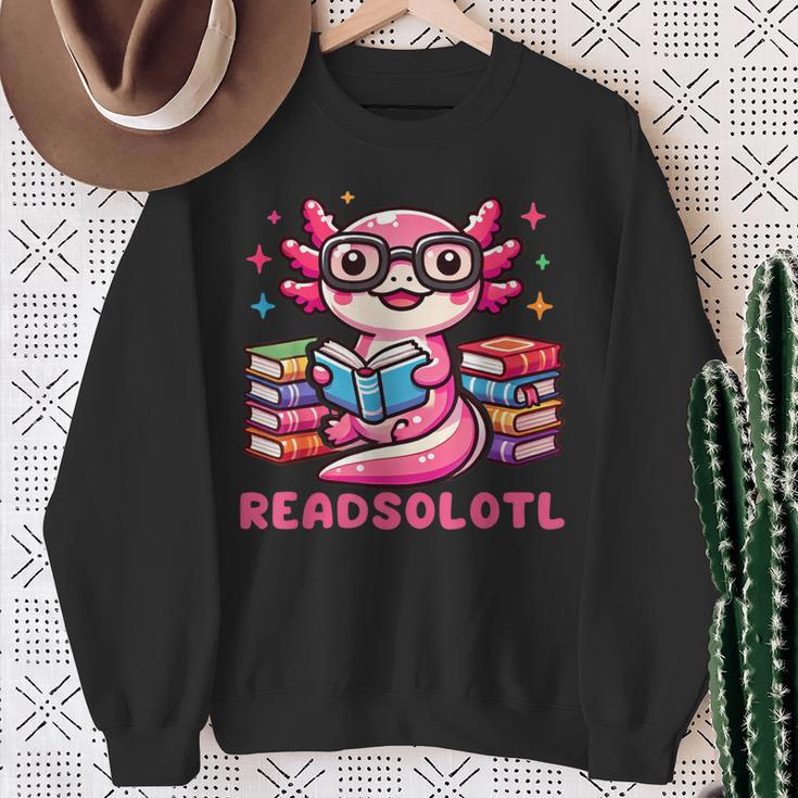 Kawaii Axolotl Readsolotl Book Lover Reading Bookworm Girls Sweatshirt Gifts for Old Women