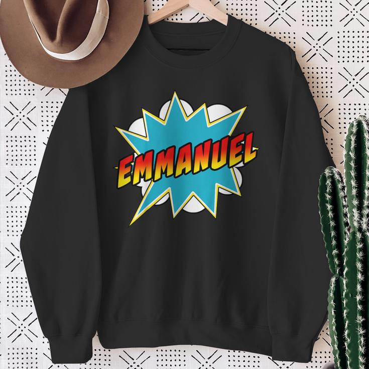 Kids Boys Emmanuel Comic Book Superhero Name Sweatshirt Gifts for Old Women