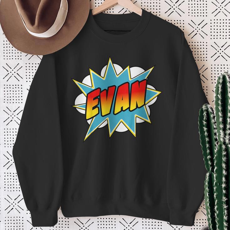 Kids Boys Evan Comic Book Superhero Name Sweatshirt Gifts for Old Women Kids Boys Evan Comic Book Superhero Name Sweatshirt Gifts for Old Women