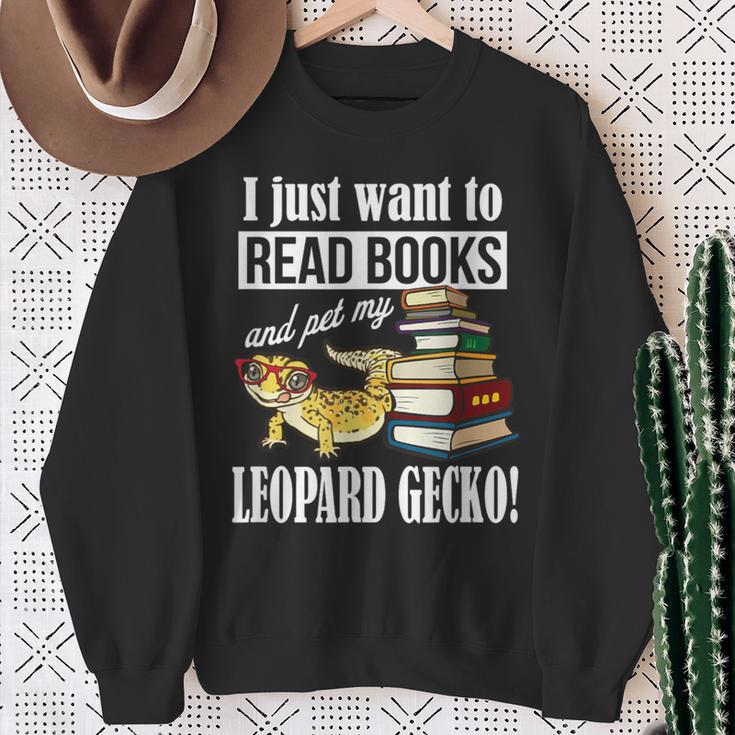 Kids Boys Girls Reptile Read Books Pet Leopard Gecko Lover Sweatshirt Gifts for Old Women