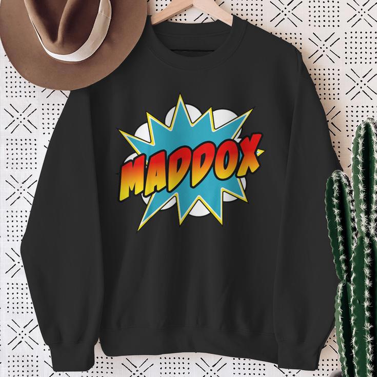Kids Boys Maddox Name Comic Book Superhero Sweatshirt Gifts for Old Women