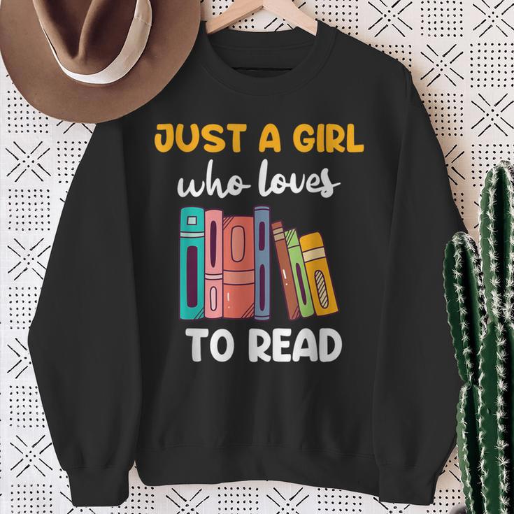 Ladies Books Just a Girl Who Loves To Read Girl Sweatshirt Gifts for Old Women