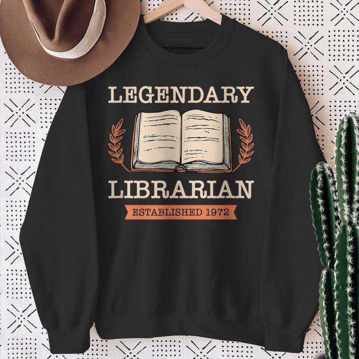 Legendary Librarian Established 1972 Library Book Birthday Sweatshirt Gifts for Old Women