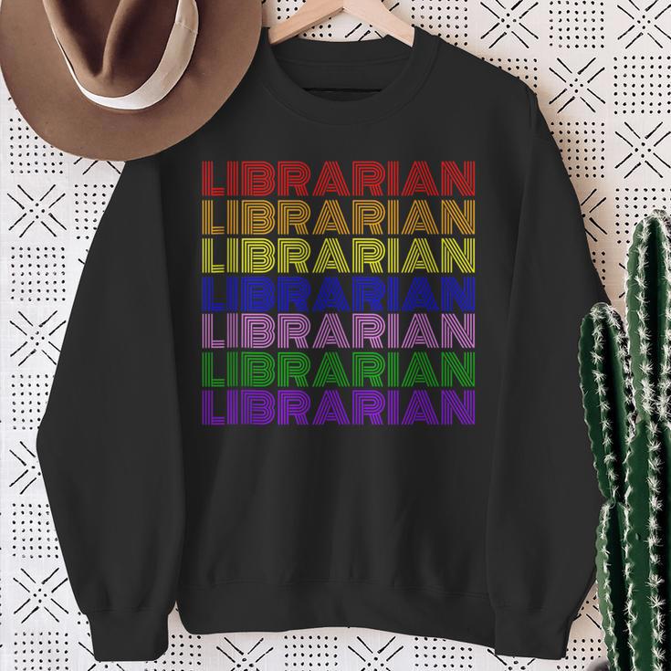 LGBTQ Pride Librarian Library Worker Reading Books Book Fan Sweatshirt Gifts for Old Women