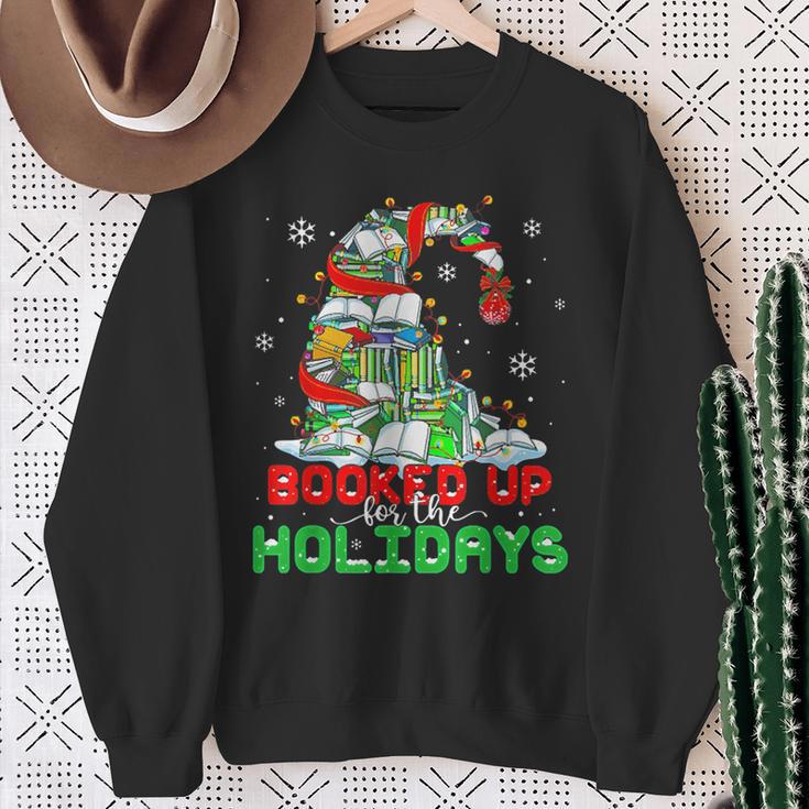 Librarian Booked Up For The Holidays Books Christmas Tree Sweatshirt Gifts for Old Women