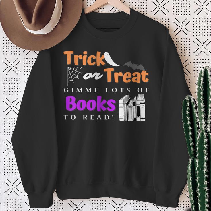 Librarian Halloween Trick Or Treat Bat & Books Sweatshirt Gifts for Old Women