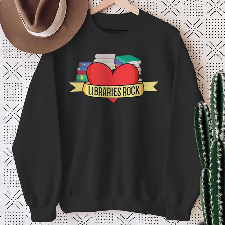 Librarian Library Assistant Libraries Rock Book Lover Sweatshirt Gifts for Old Women
