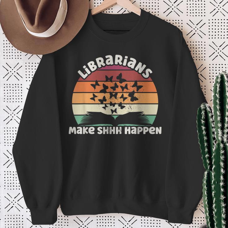 Librarians Make Shhh Happen Open Book Librarian Sweatshirt Gifts for Old Women