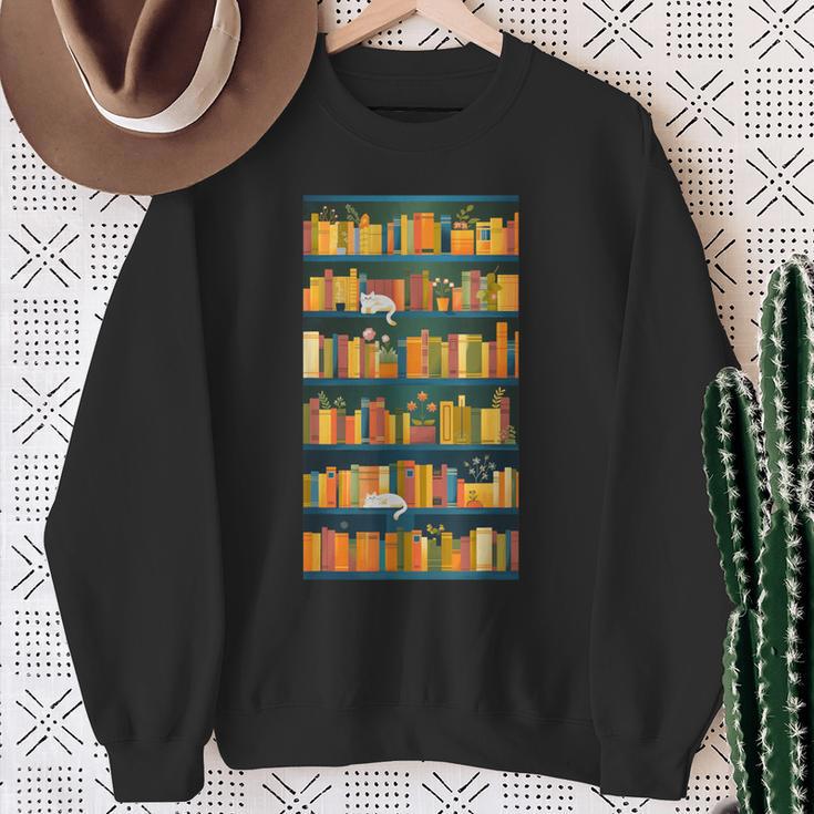 Library Book Lover Reading Reader Bookshelf Plants Sweatshirt Gifts for Old Women