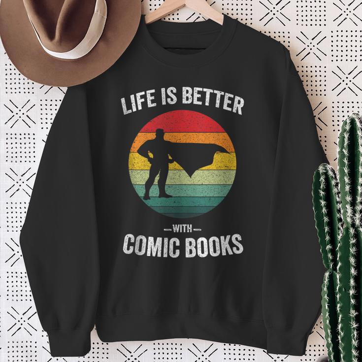 Life Is Better With Comic Books Vintage Comics Book Sweatshirt Gifts for Old Women Life Is Better With Comic Books Vintage Comics Book Sweatshirt Gifts for Old Women