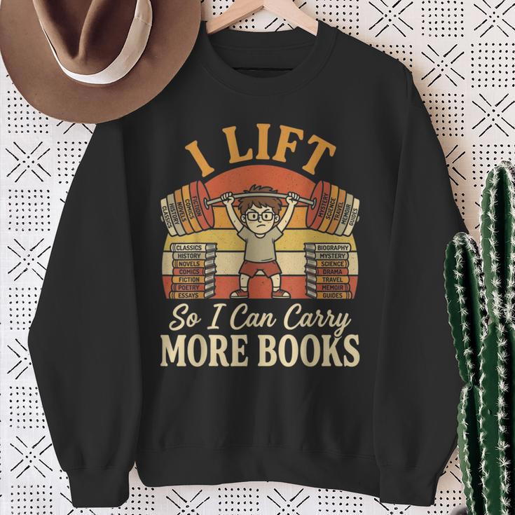 I Lift So I Can Carry More Book Lover Reader Gym Reading Sweatshirt Gifts for Old Women