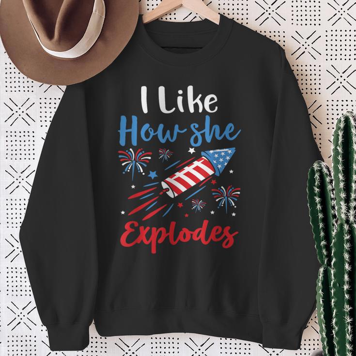 I Likehe Explodes Fireworks 4Th Of July カップル スウェットシャツ 年配の女性への贈り物