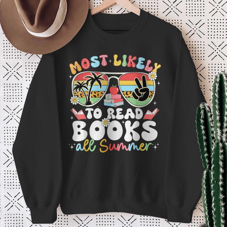 Most Likely To Read Books All Summer Book Lovers Last Day Sweatshirt Gifts for Old Women