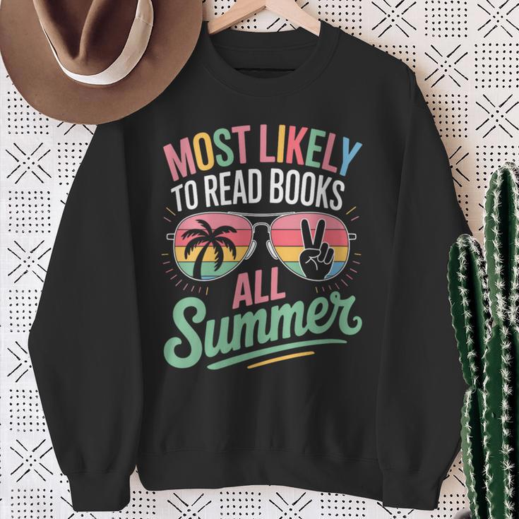 Most Likely To Read Books All Summer Break Beach Readers Sweatshirt Gifts for Old Women Most Likely To Read Books All Summer Break Beach Readers Sweatshirt Gifts for Old Women