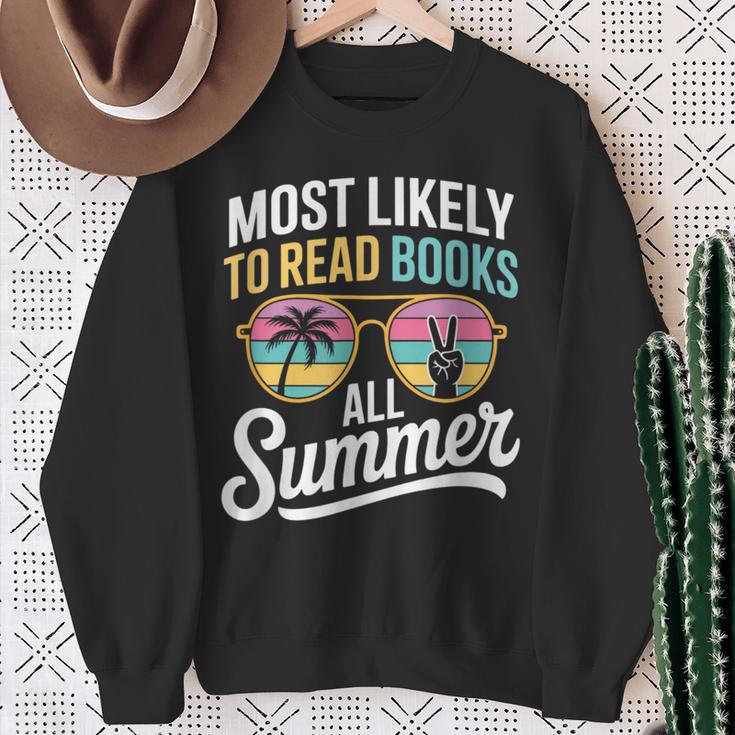 Most Likely To Read Books All Summer Reading Sweatshirt Gifts for Old Women