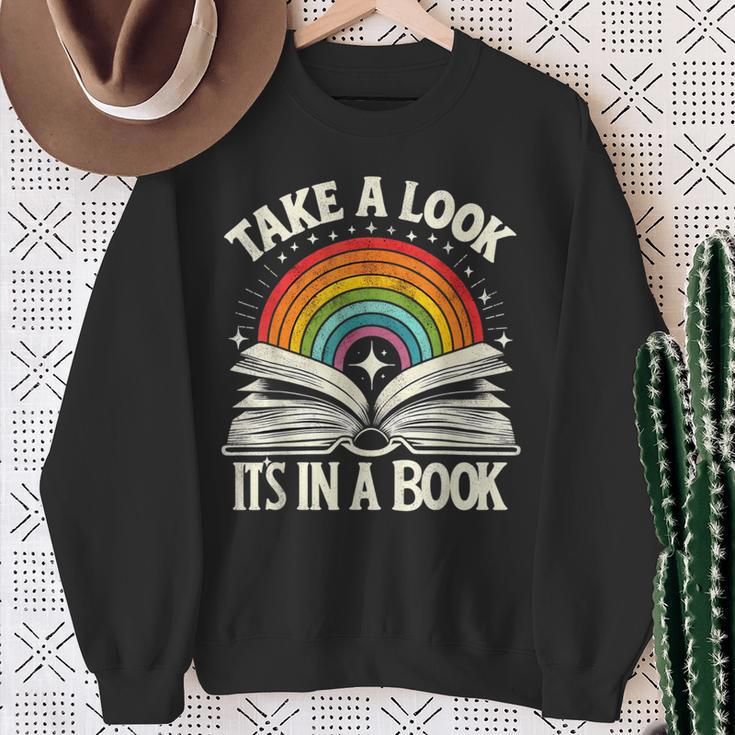 Take A Look A Book Vintage Reading Librarian Rainbow Sweatshirt Gifts for Old Women Take A Look A Book Vintage Reading Librarian Rainbow Sweatshirt Gifts for Old Women