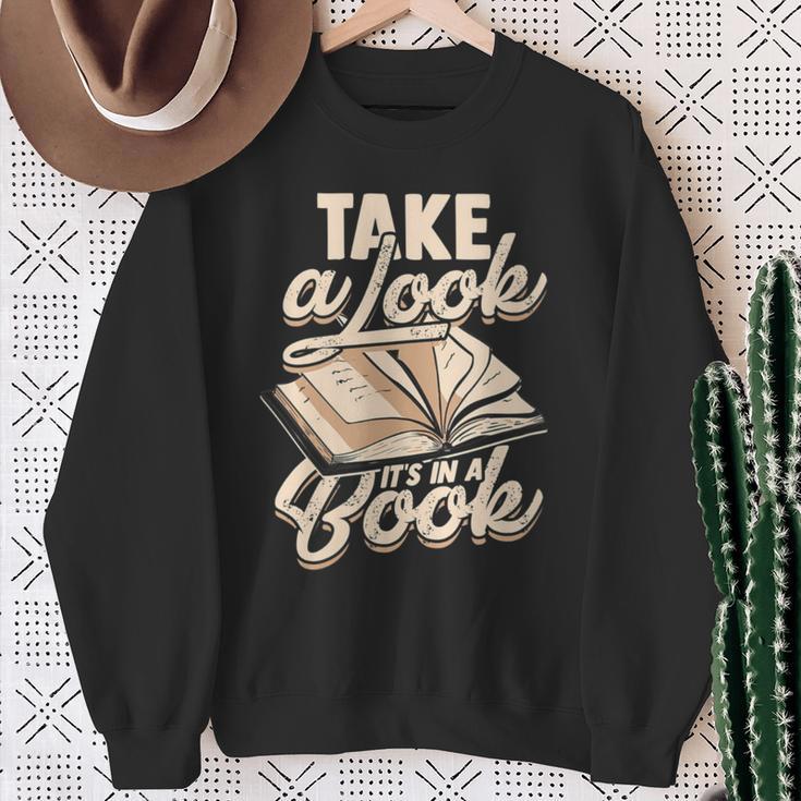Take a Look It's In a Book Author History Reading Sweatshirt Gifts for Old Women