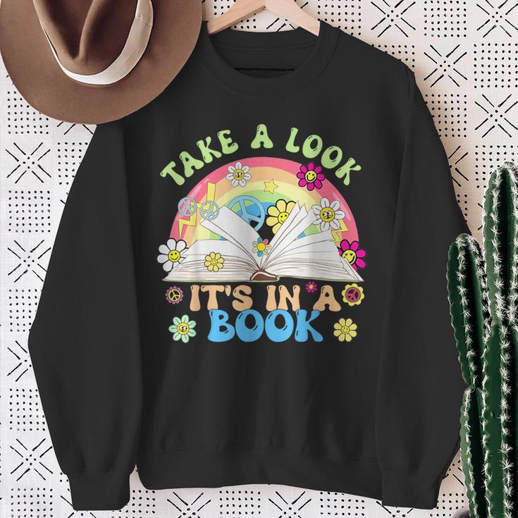 Take A Look Its In Book Books Lover Librarian Bookworm Sweatshirt Gifts for Old Women