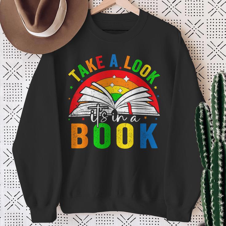 Take A Look It's In A Book Retro Groovy Reading Books Lovers Sweatshirt Gifts for Old Women Take A Look It's In A Book Retro Groovy Reading Books Lovers Sweatshirt Gifts for Old Women
