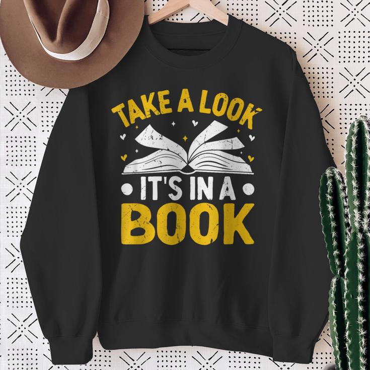 Take A Look It's In A Book Sweatshirt Gifts for Old Women
