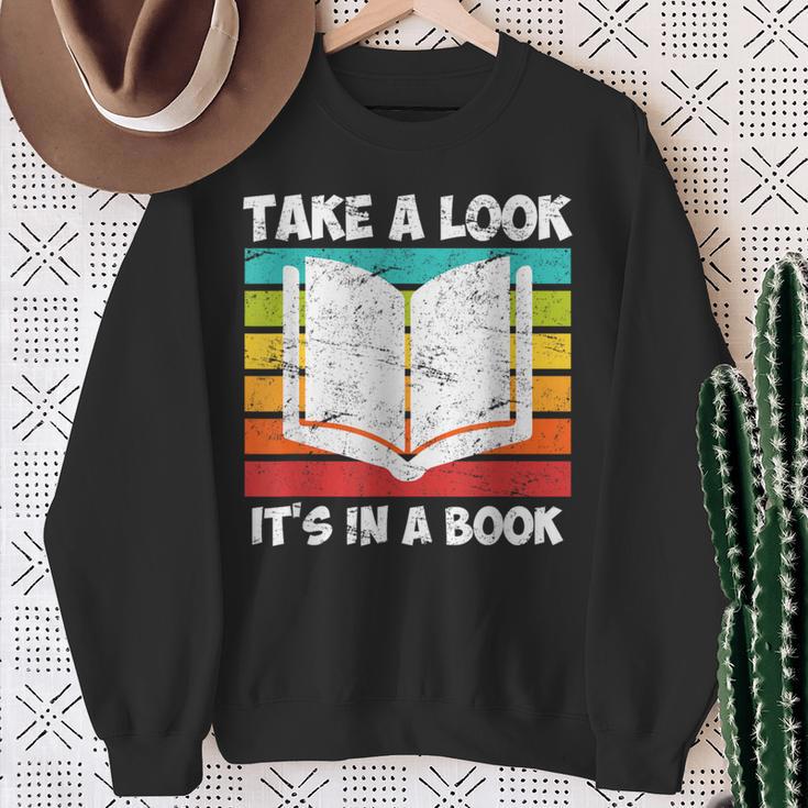 Take a Look Its In a Book Sweatshirt Gifts for Old Women