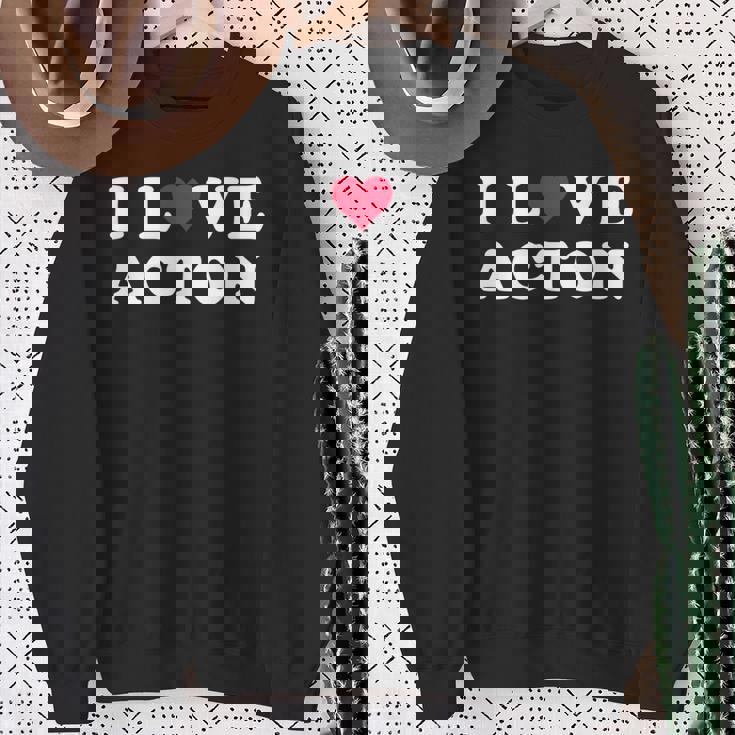 I Love Acton マッチング ガールフレンド&ボーイフレンド アクトン名 長袖tシャツ スウェットシャツ 年配の女性への贈り物