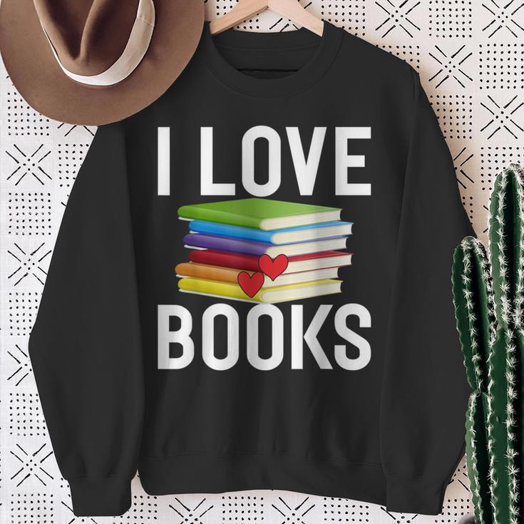 I Love Books Librarian Sweatshirt Gifts for Old Women