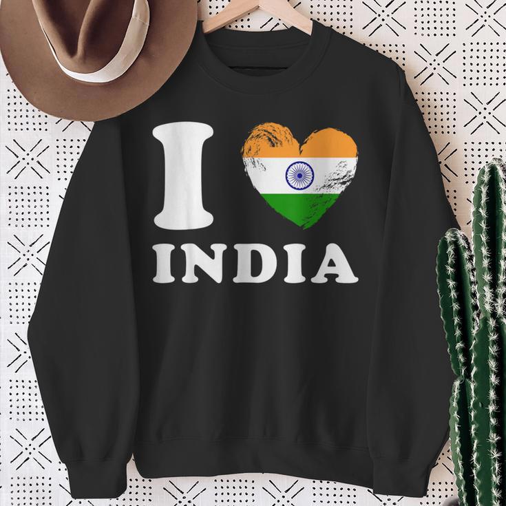 I Love India ハートフラッグインド スウェットシャツ 年配の女性への贈り物
