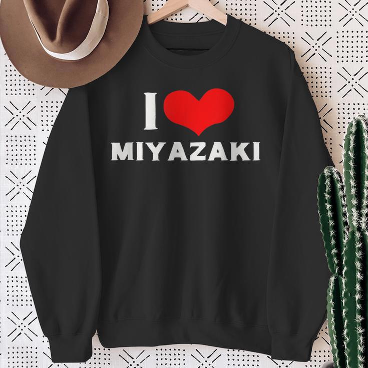 I Love Miyazaki 愛 ハート 宮崎 宮崎県 日本 お土産 かわいい おしゃれ スウェットシャツ 年配の女性への贈り物