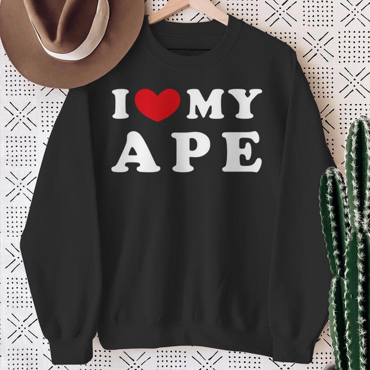I Love My Ape アイ・ラブ・マイ・エイプ、アイ・ハート・マイ・エイプ 長袖tシャツ スウェットシャツ 年配の女性への贈り物