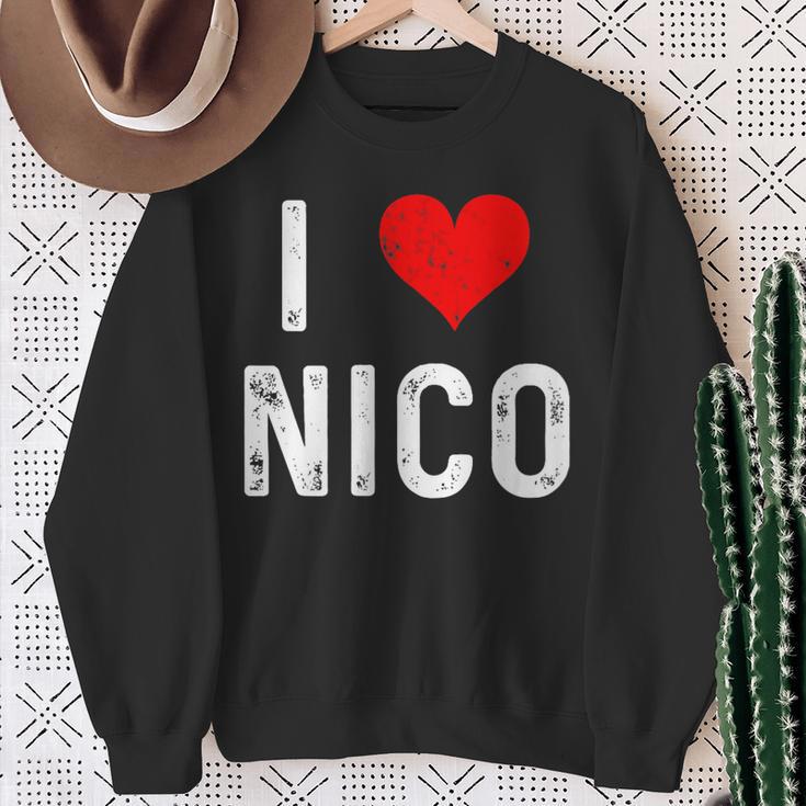 I Love Nico ハート アンティーク調 スウェットシャツ 年配の女性への贈り物