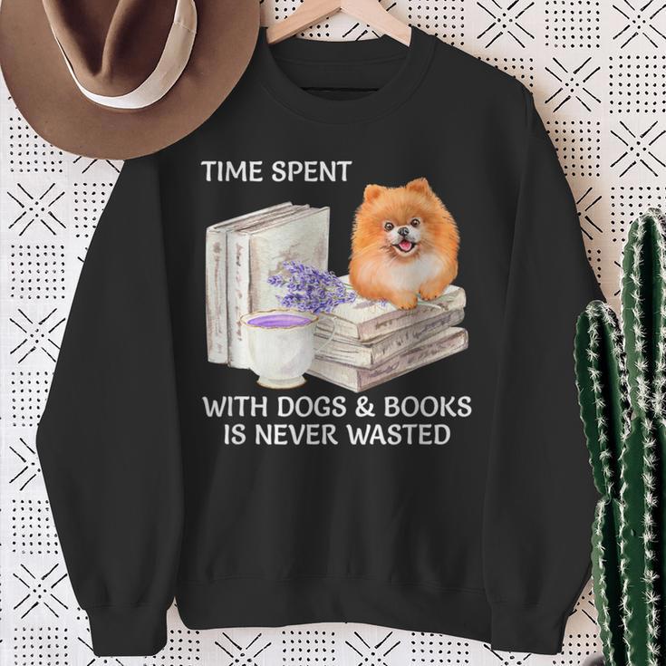 Love Reading Books And Pomeranian Dog Watercolor Art Sweatshirt Gifts for Old Women Love Reading Books And Pomeranian Dog Watercolor Art Sweatshirt Gifts for Old Women