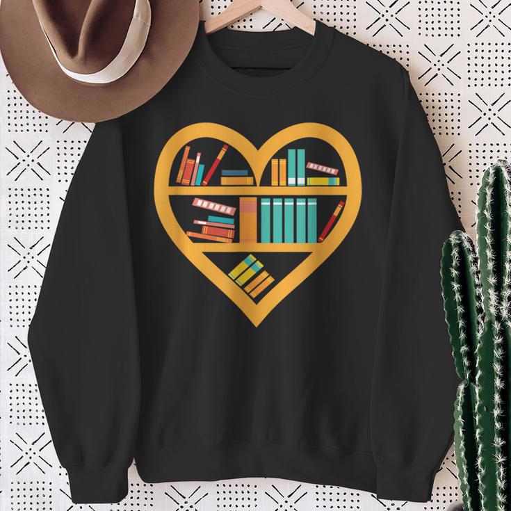 I Love Reading Heart Love Books Reading Club Sweatshirt Gifts for Old Women