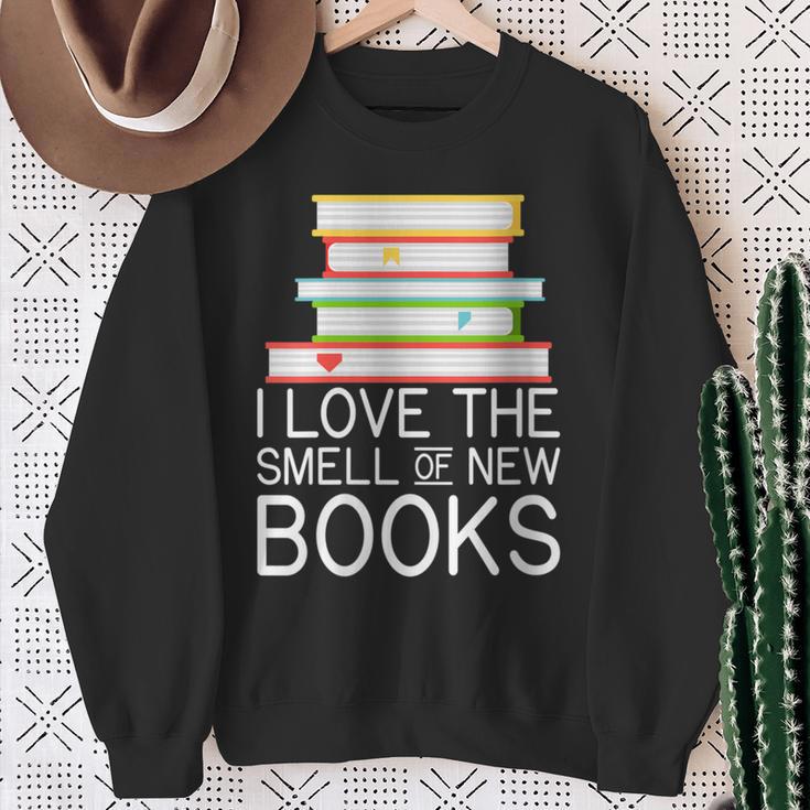 I Love The Smell Of New Books Book Lover Sweatshirt Gifts for Old Women