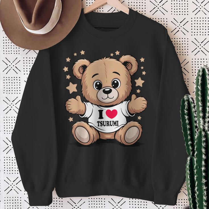 I Love Tsurumi Teddy Bear 鶴見テディベアが大好き スウェットシャツ 年配の女性への贈り物