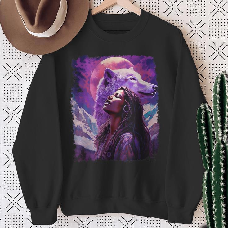 I Love Wolves ビンテージ ネイティブアメリカン スウェットシャツ 年配の女性への贈り物