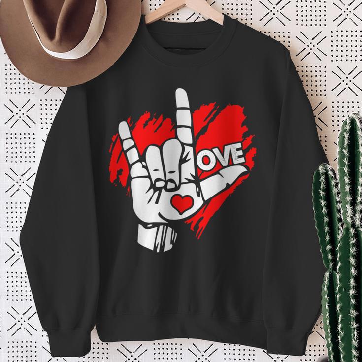 I Love You 手話 Asl Peak Languages スウェットシャツ 年配の女性への贈り物