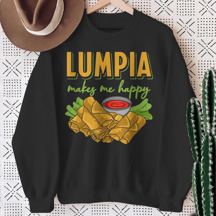 Lumpia Makes Me Happyルンピアは私を幸せにする フィリピンの春巻き 料理 食べ物 スウェットシャツ 年配の女性への贈り物