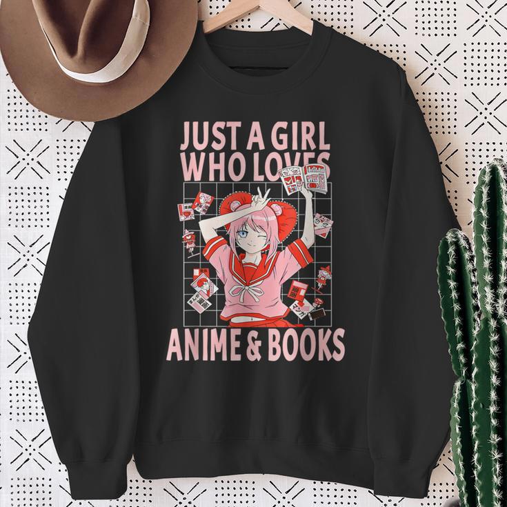 Manga Anime Stuff Just A Girl Who Loves Anime And Books Sweatshirt Gifts for Old Women
