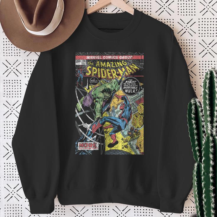 Marvel Comics Spider-Man And Hulk Retro Comic Book Cover Sweatshirt Gifts for Old Women