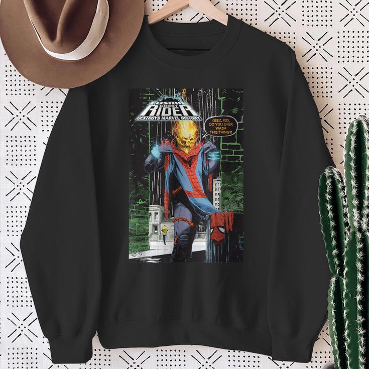 Marvel Ghost Rider Destroys Marvel History Comic Book Cover Sweatshirt Gifts for Old Women