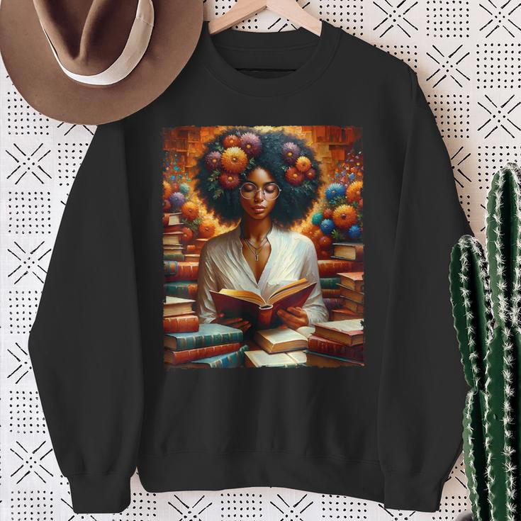 Melanin Queen Afro WomenEducated Reading Book History Sweatshirt Gifts for Old Women