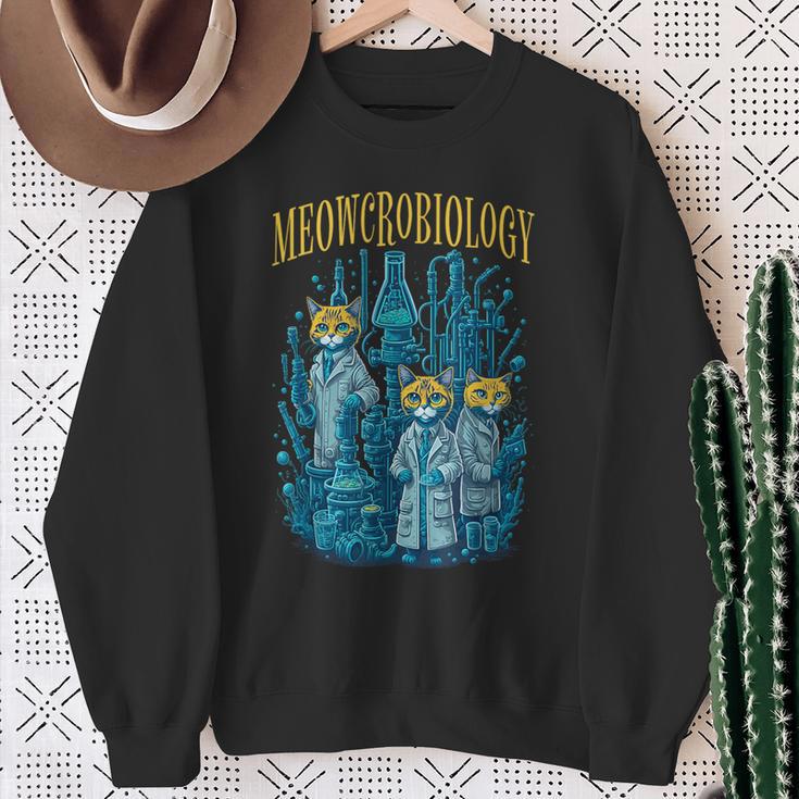 Meowcrobiology 猫 ニャー微生物学 科学 細菌学 スウェットシャツ 年配の女性への贈り物